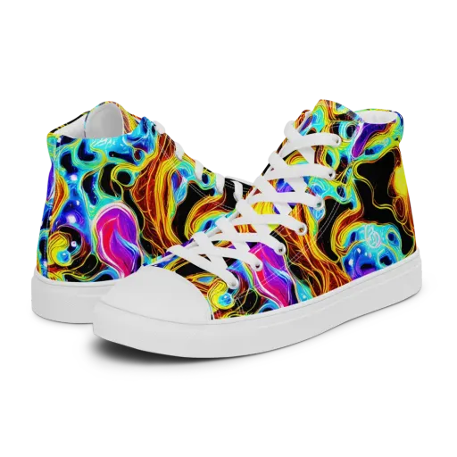 Blue Firestorm on a Women's High Top Canvas Shoes