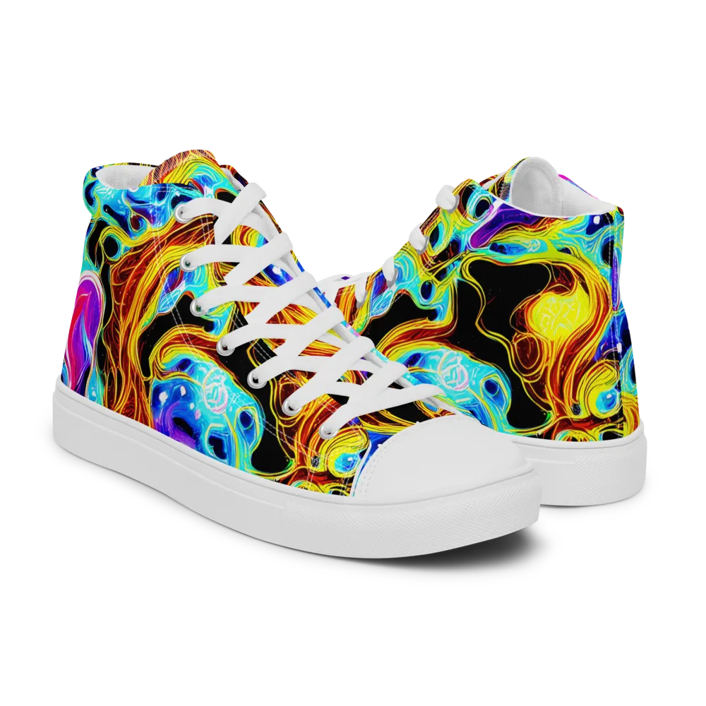 Blue Firestorm on Women's High Top Canvas Shoes — Right