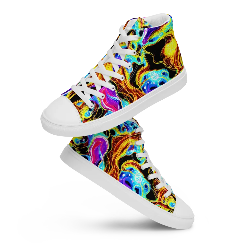 Blue Firestorm on Women's High Top Canvas Shoes — Front