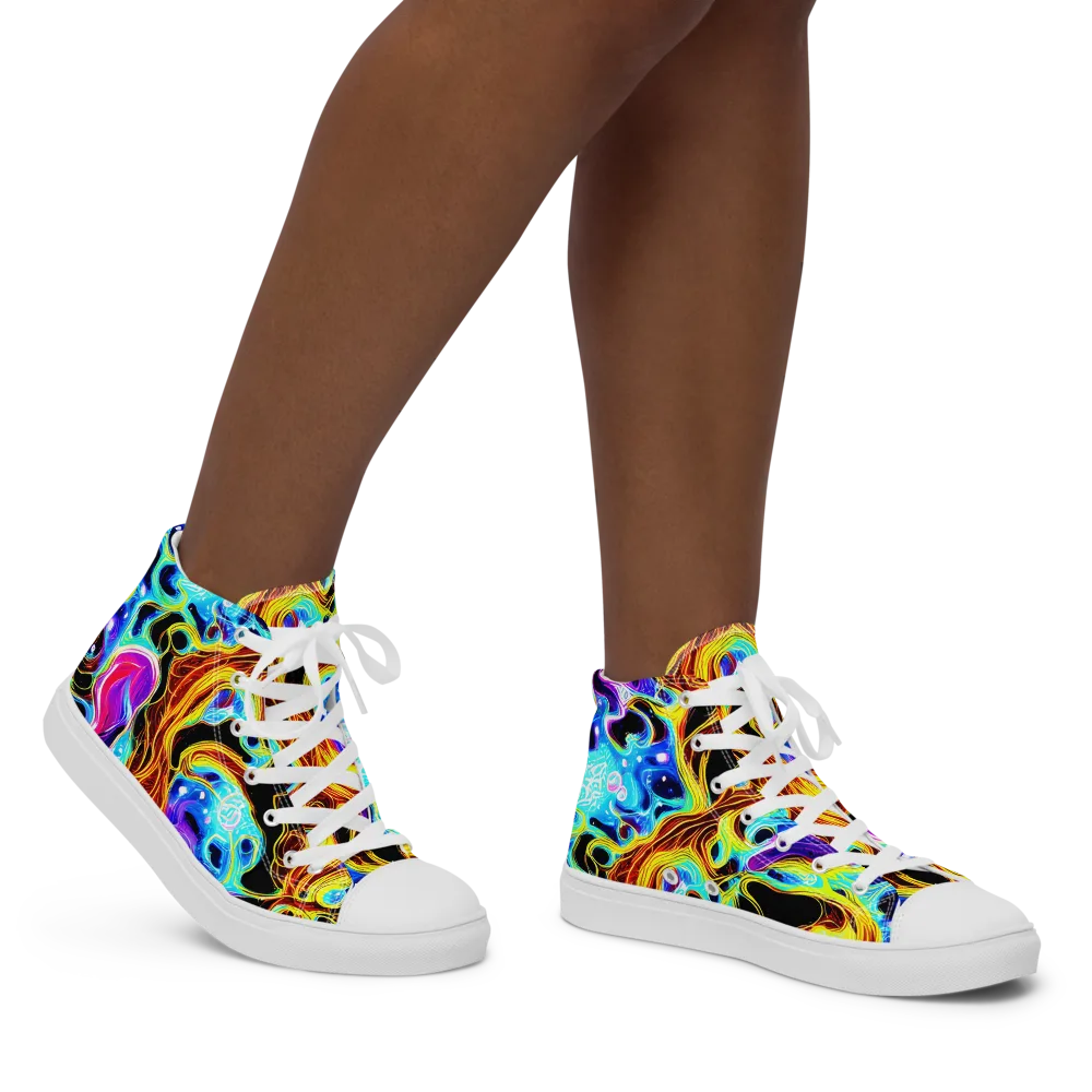 Blue Firestorm on Women's High Top Canvas Shoes — Right