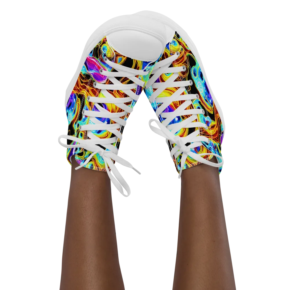 Blue Firestorm on Women's High Top Canvas Shoes — Front