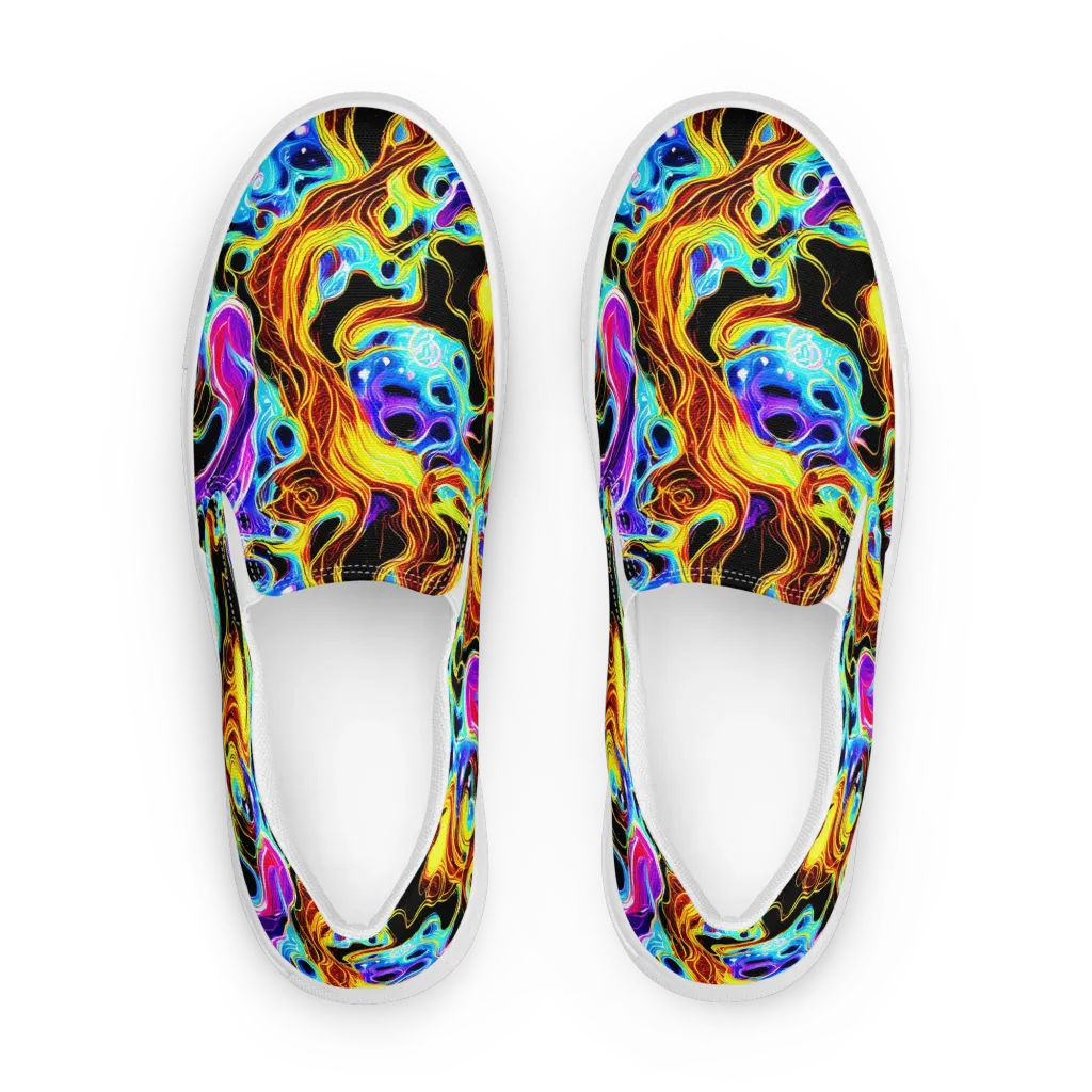 Blue Firestorm on Men's Slip-On Canvas Shoes — Front