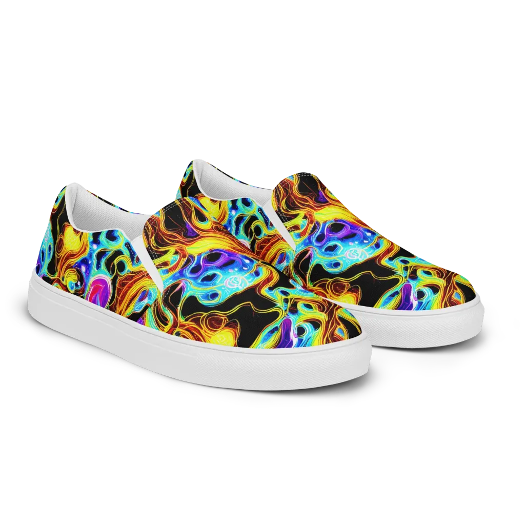 Blue Firestorm on Men's Slip-On Canvas Shoes — Right Front