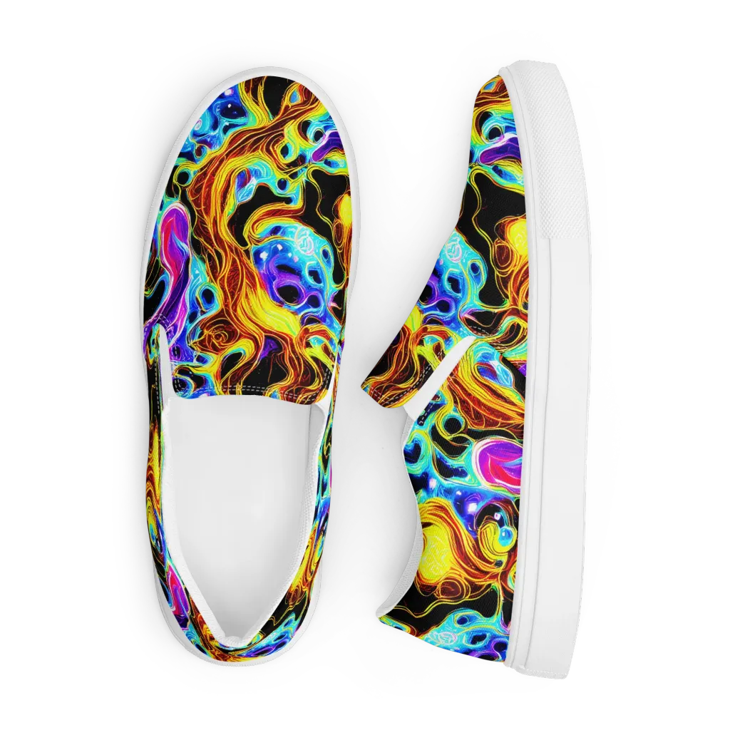 Blue Firestorm on Men's Slip-On Canvas Shoes — Front