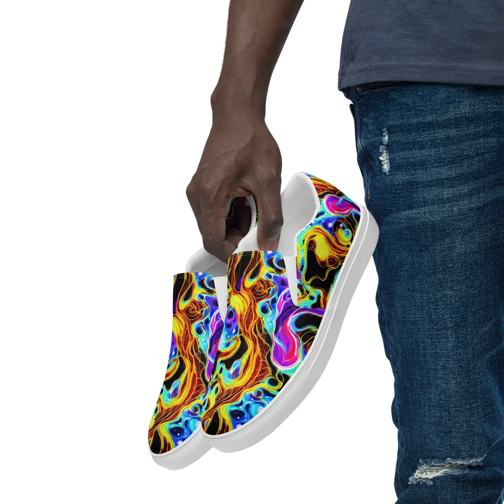 Blue Firestorm on Men's Slip-On Canvas Shoes — Left Front