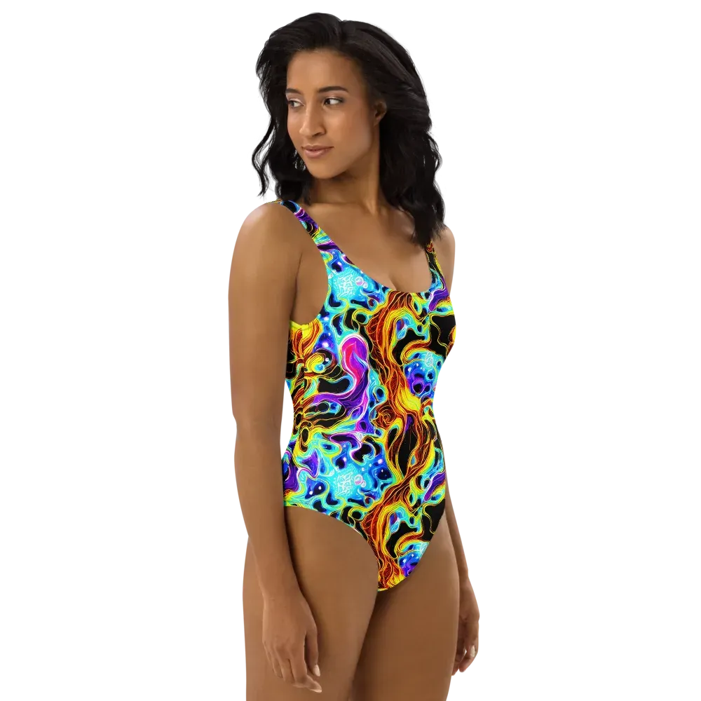 Blue Firestorm on One-Piece Swimsuit — Right