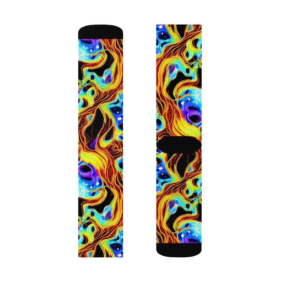 Blue Firestorm on Socks — Left Sock