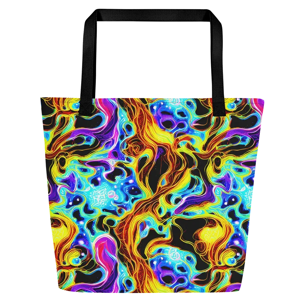 Blue Firestorm on Large Tote Bag W/ Pocket — Front