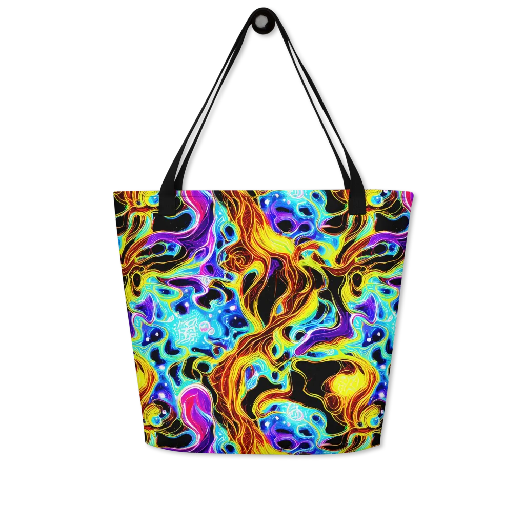 Blue Firestorm on Large Tote Bag W/ Pocket — Front