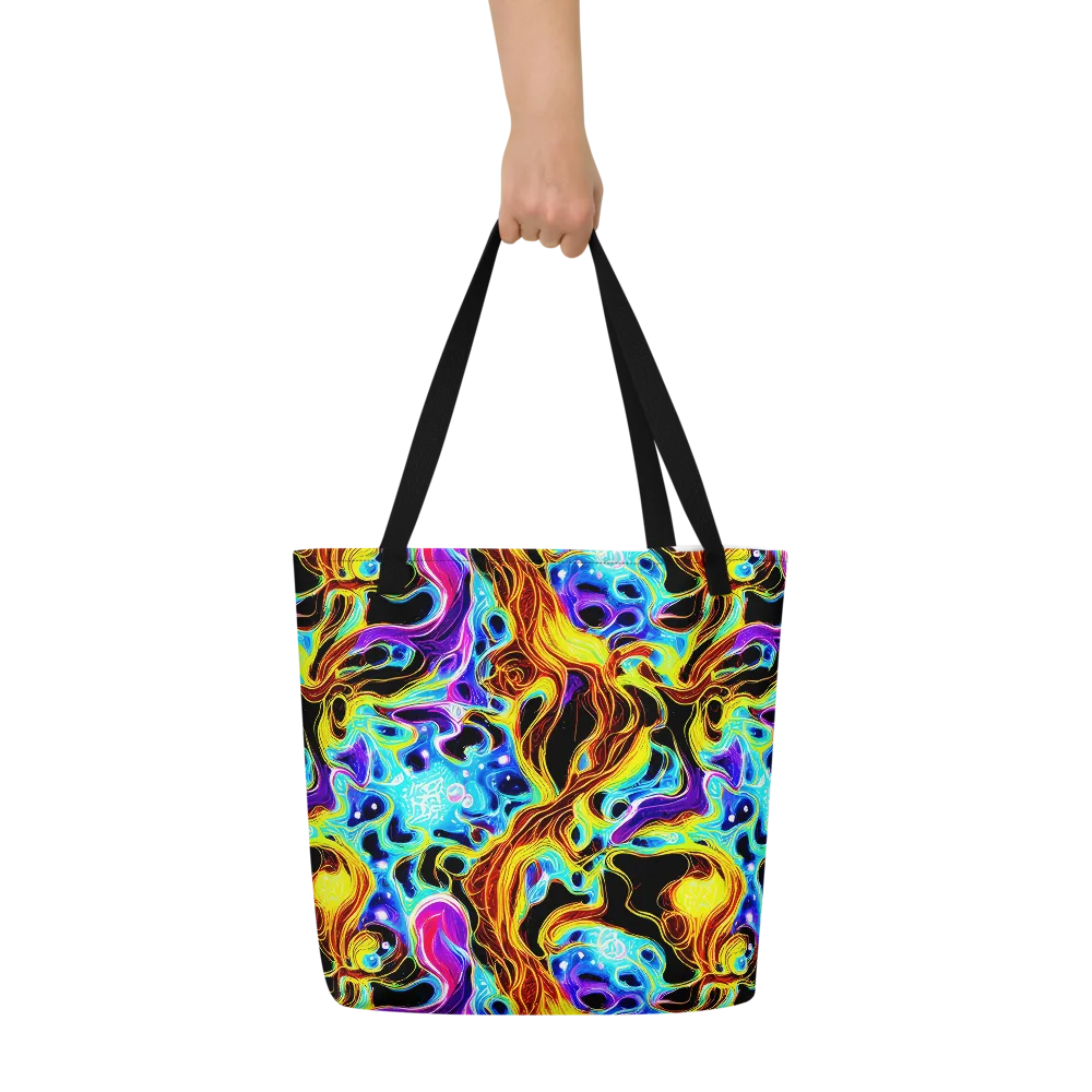 Blue Firestorm on Large Tote Bag W/ Pocket — Front