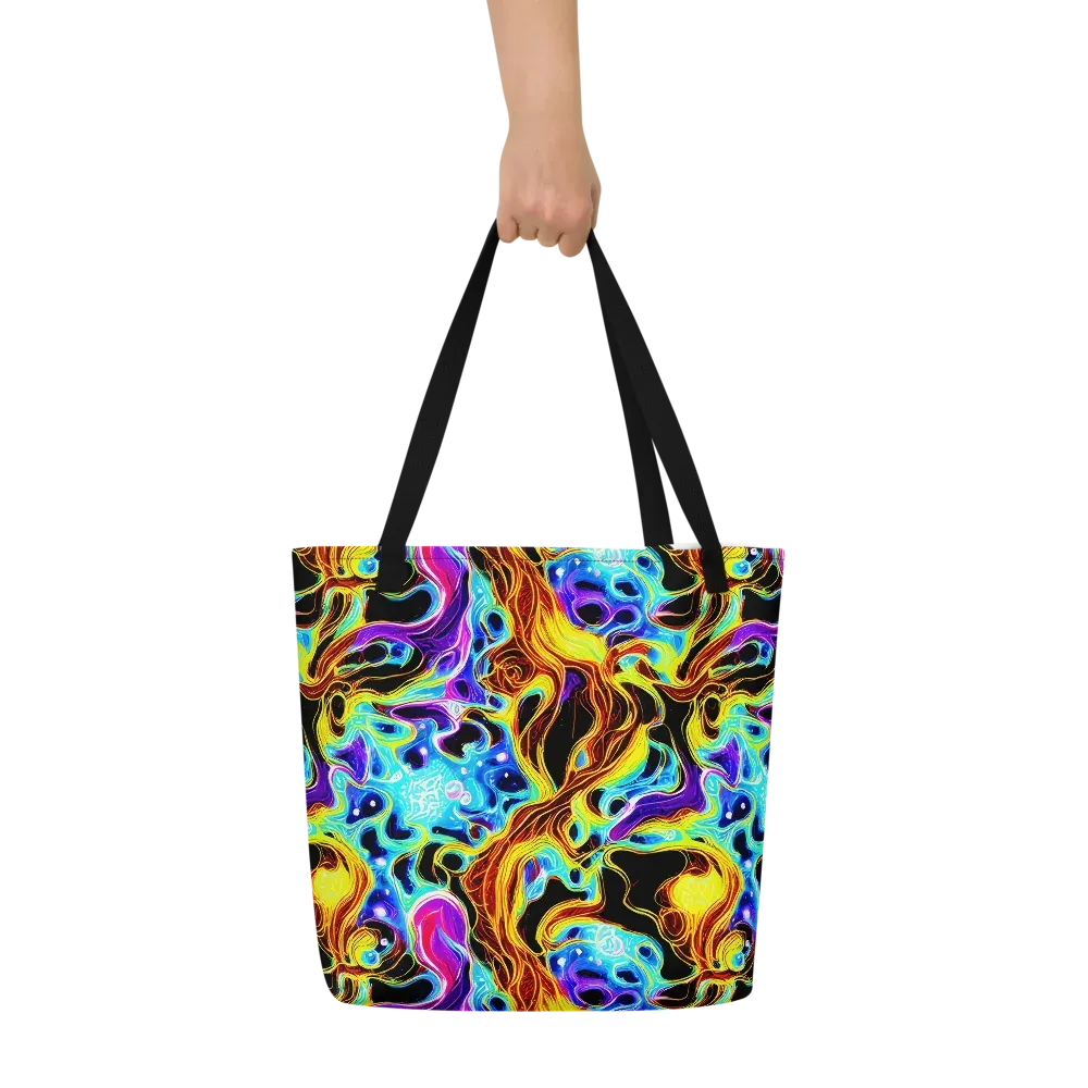 Blue Firestorm on Large Tote Bag W/ Pocket — Front