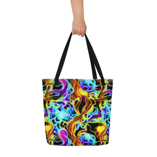 Blue Firestorm on a Large Tote Bag W/ Pocket