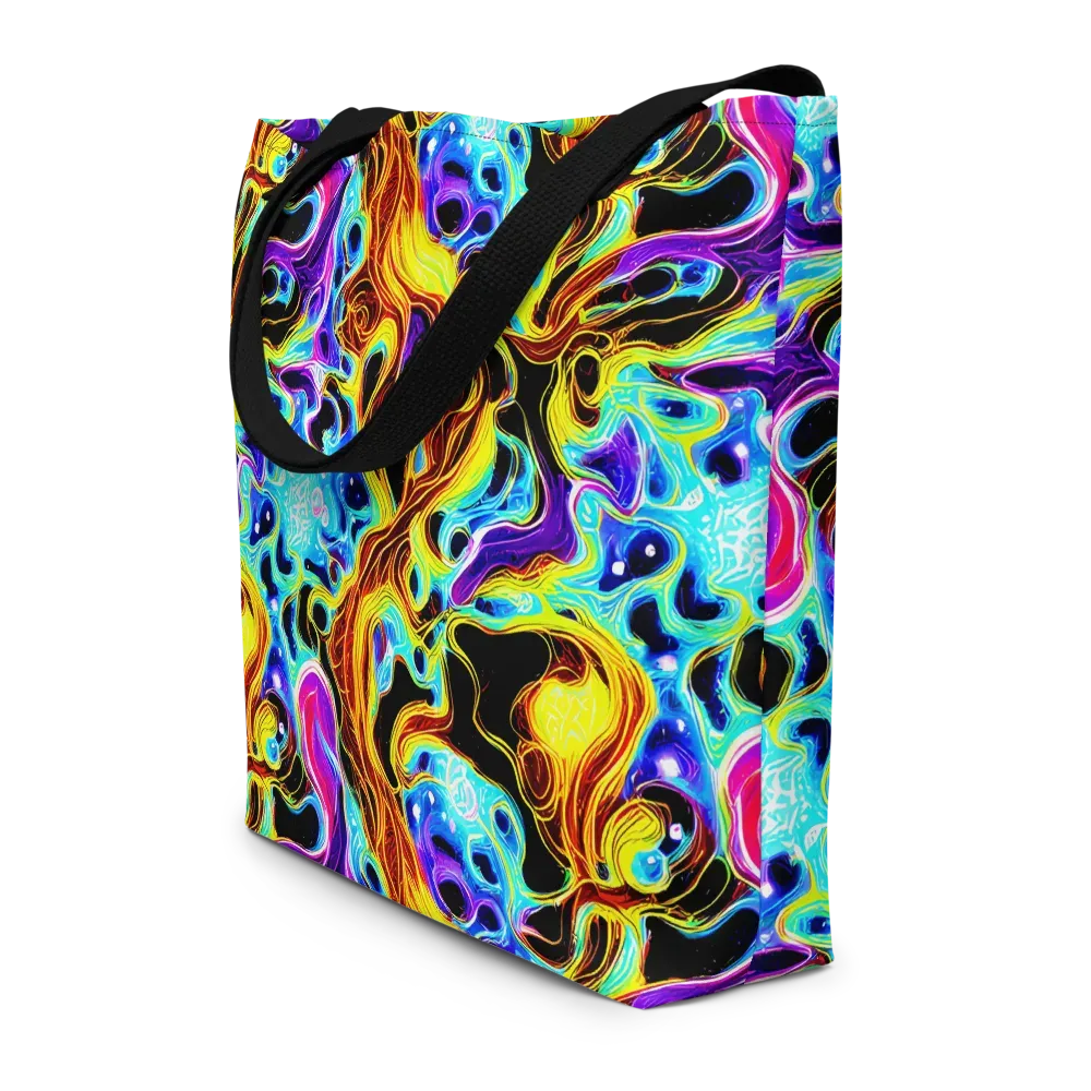 Blue Firestorm on Large Tote Bag W/ Pocket — Front
