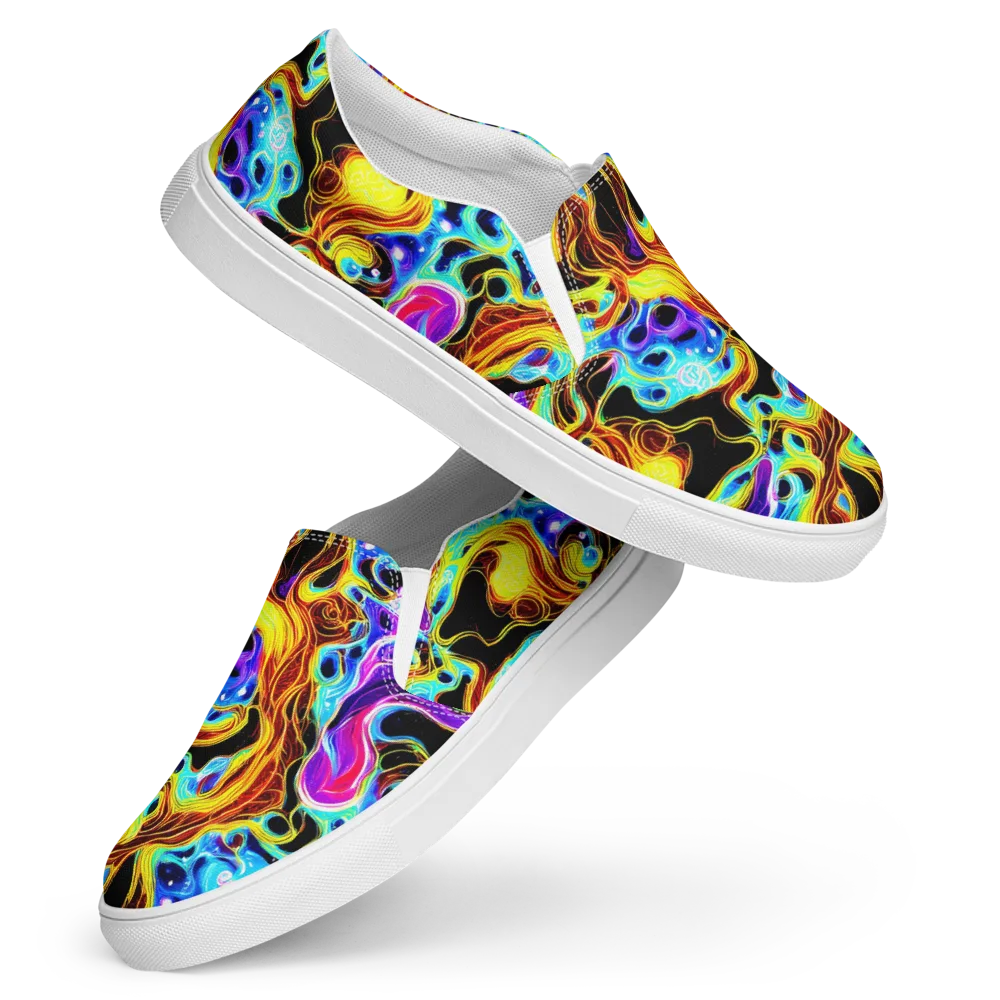 Blue Firestorm on Women's Slip-On Canvas Shoes — Front