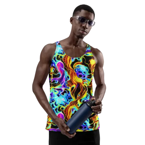 Blue Firestorm on a Men's Tank Top
