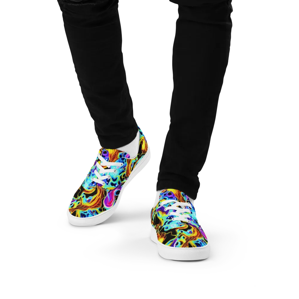 Blue Firestorm on Men's Lace-Up Canvas Shoes — Front