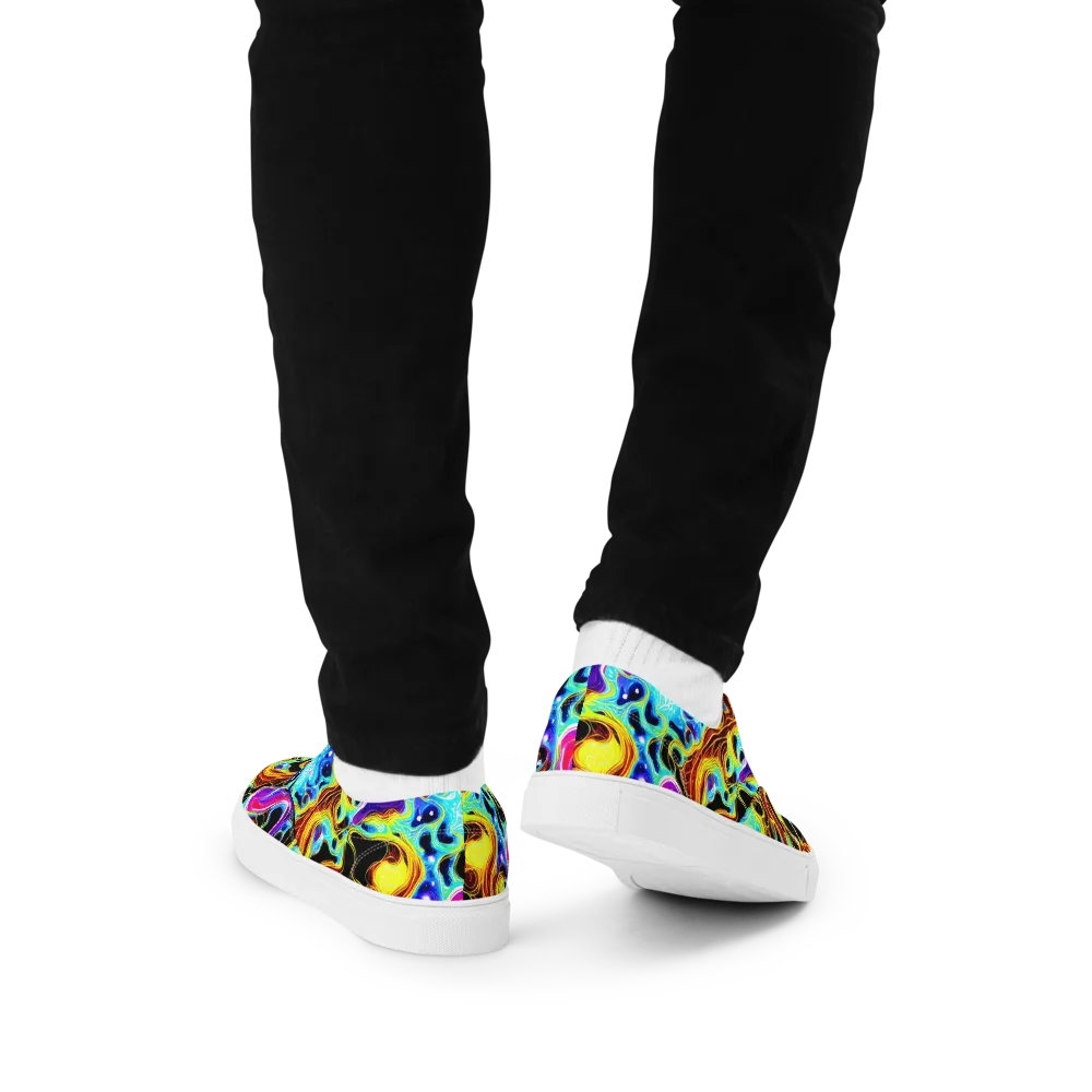 Blue Firestorm on Men's Lace-Up Canvas Shoes — Back