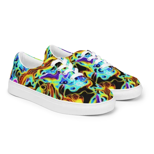 Blue Firestorm on a Men's Lace-Up Canvas Shoes