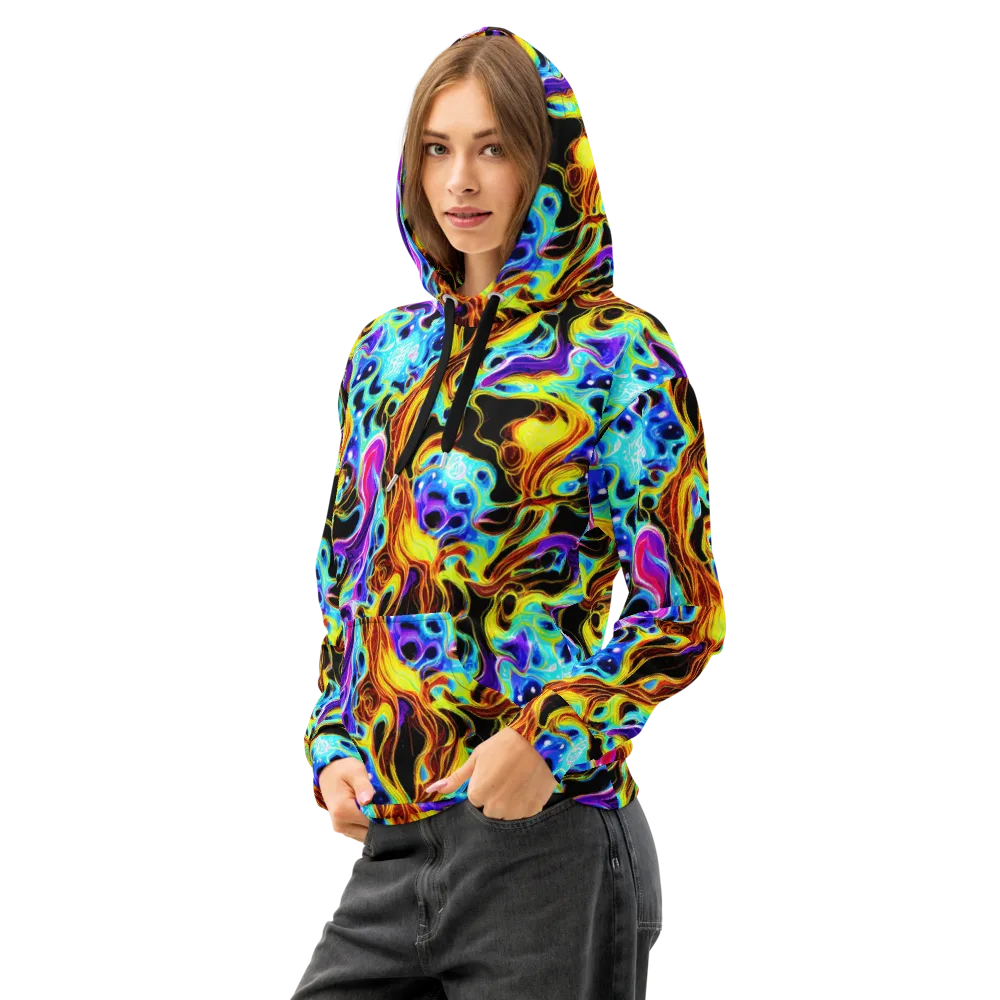 Blue Firestorm on Cotton Hoodie — Left Front
