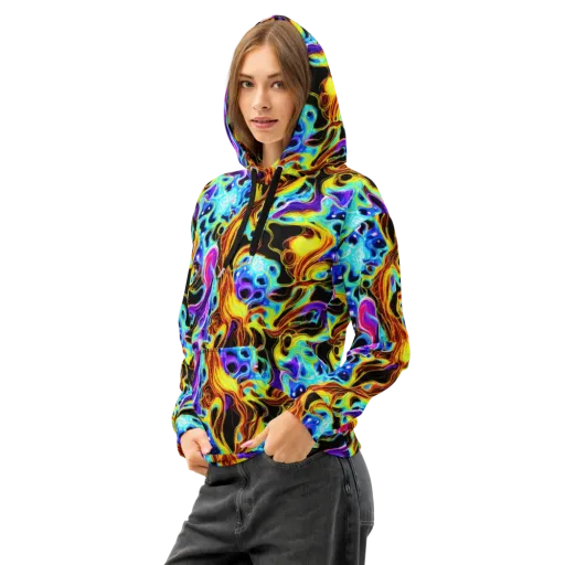 Blue Firestorm on a Cotton Hoodie