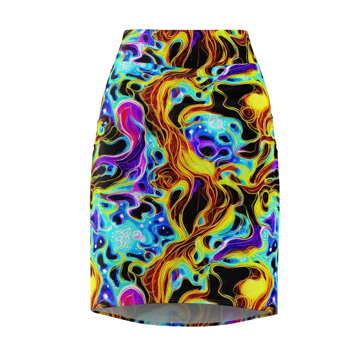 Blue Firestorm on Pencil Skirt — Front
