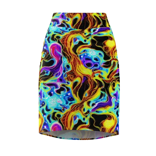 Blue Firestorm on a Pencil Skirt