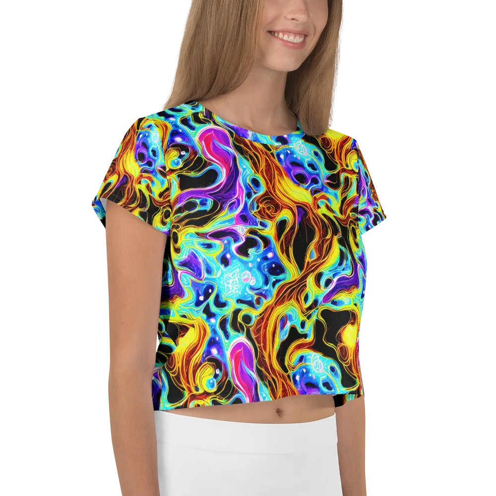 Blue Firestorm on Crop Tee — Right