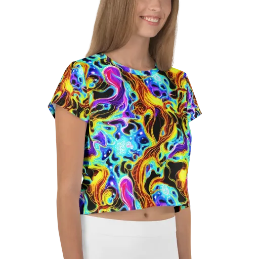 Blue Firestorm on a Crop Tee
