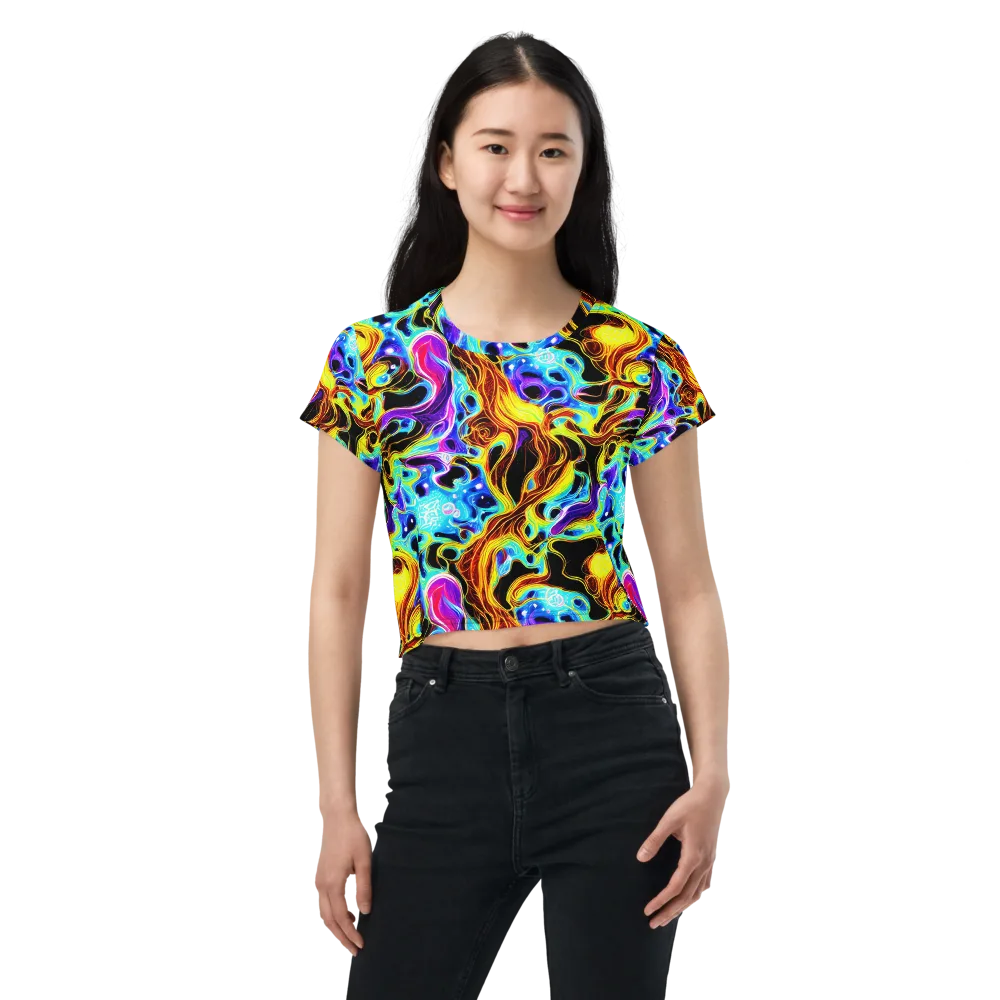 Blue Firestorm on Crop Tee — Front
