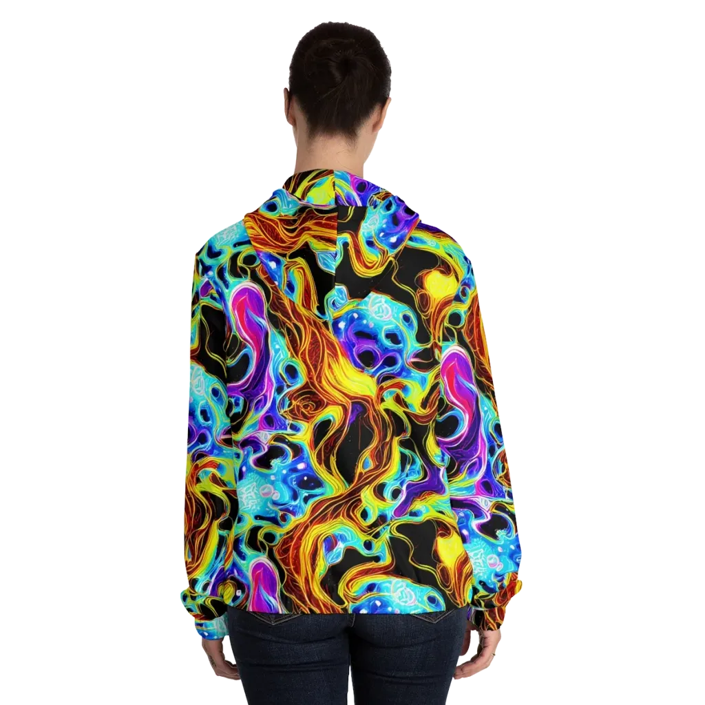 Blue Firestorm on Women's Full-Zip Hoodie — Back On Person