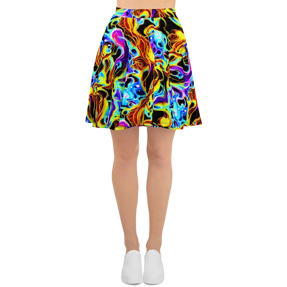 Blue Firestorm on Skater Skirt — Front