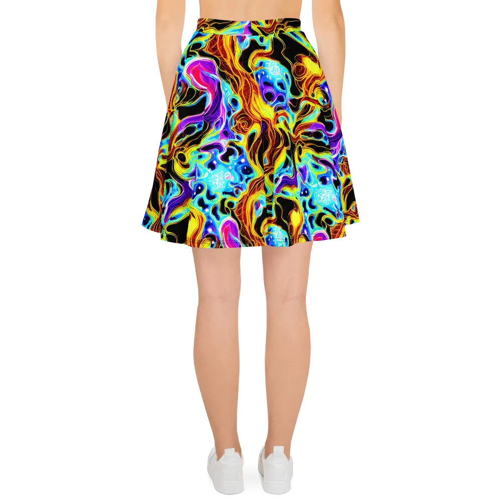 Blue Firestorm on Skater Skirt — Back