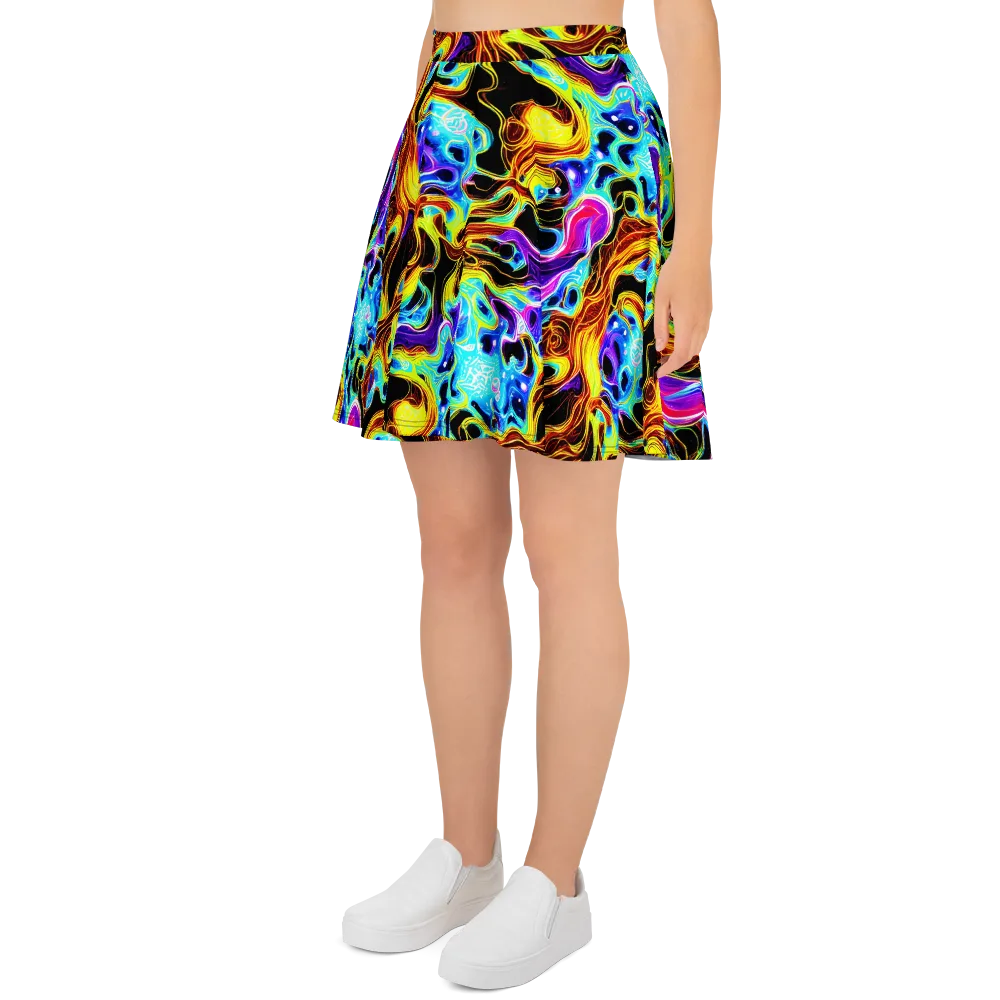 Blue Firestorm on Skater Skirt — Left