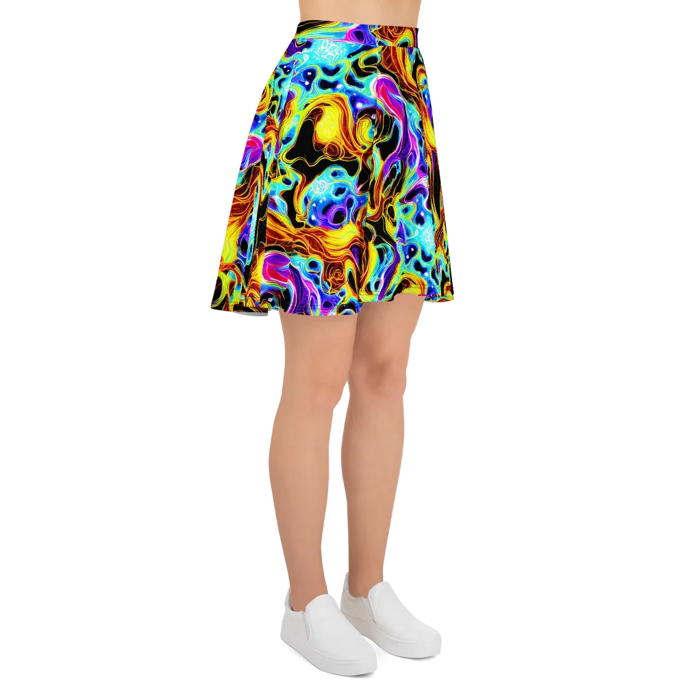 Blue Firestorm on Skater Skirt — Right