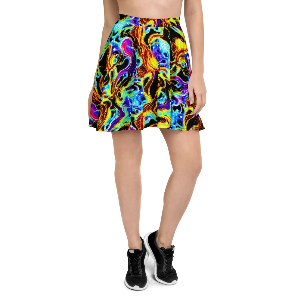 Blue Firestorm on Skater Skirt — Front