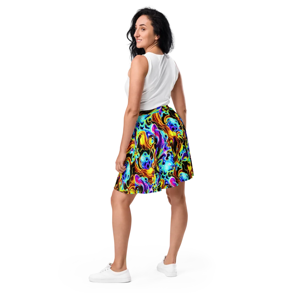 Blue Firestorm on Skater Skirt — Back