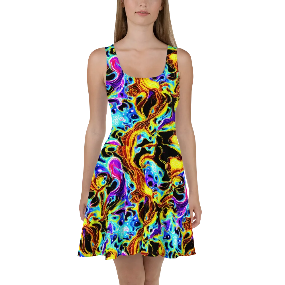 Blue Firestorm on Skater Dress — Front