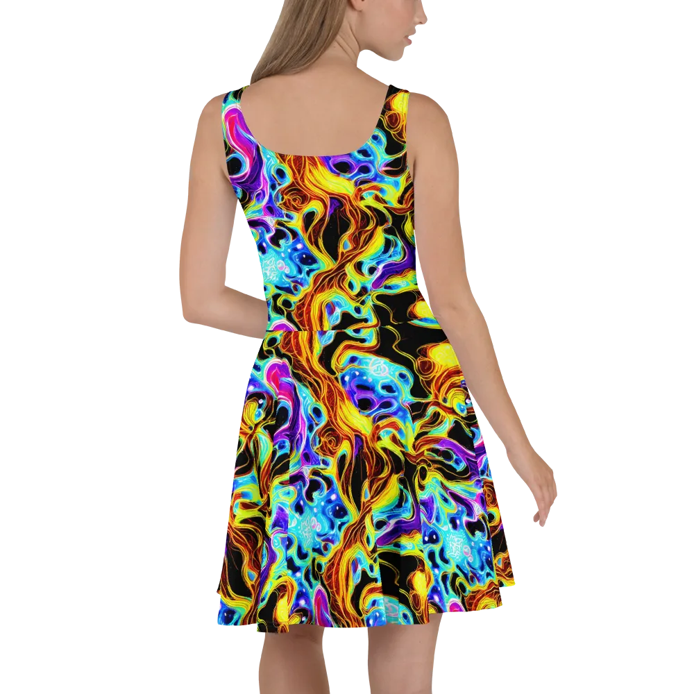 Blue Firestorm on Skater Dress — Back