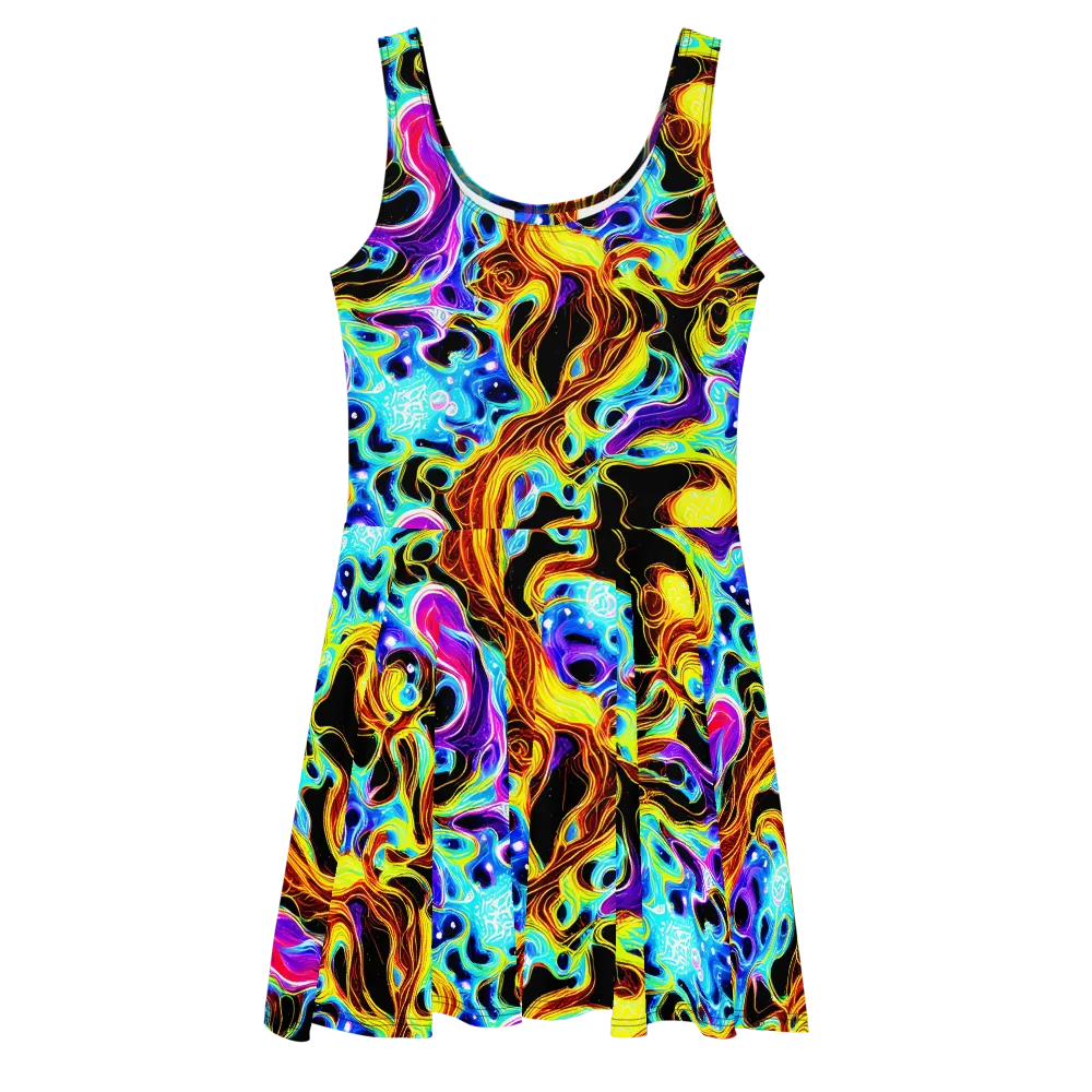 Blue Firestorm on Skater Dress — Front