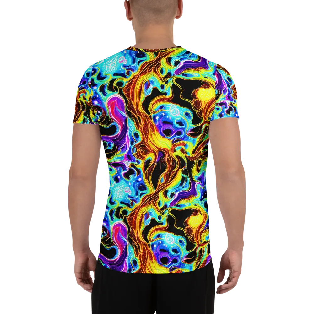 Blue Firestorm on Men's Athletic T-Shirt — Back