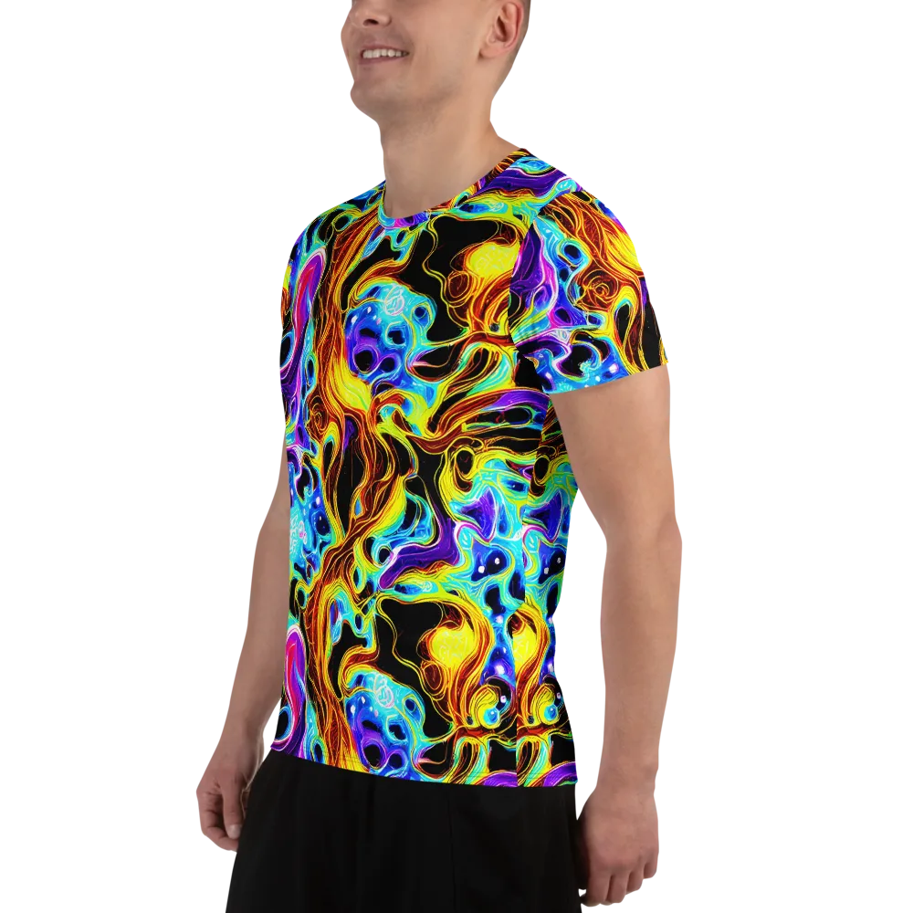 Blue Firestorm on Men's Athletic T-Shirt — Left