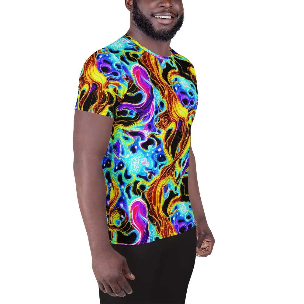 Blue Firestorm on Men's Athletic T-Shirt — Right