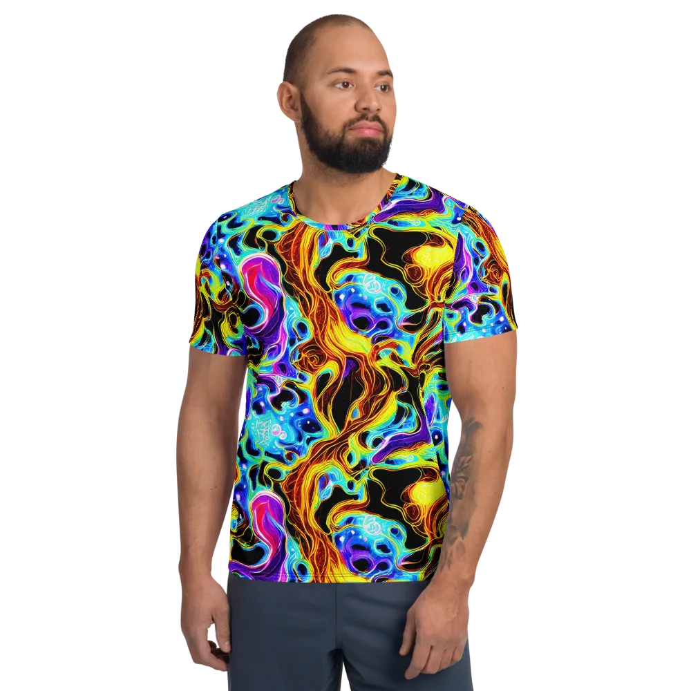 Blue Firestorm on Men's Athletic T-Shirt — Front