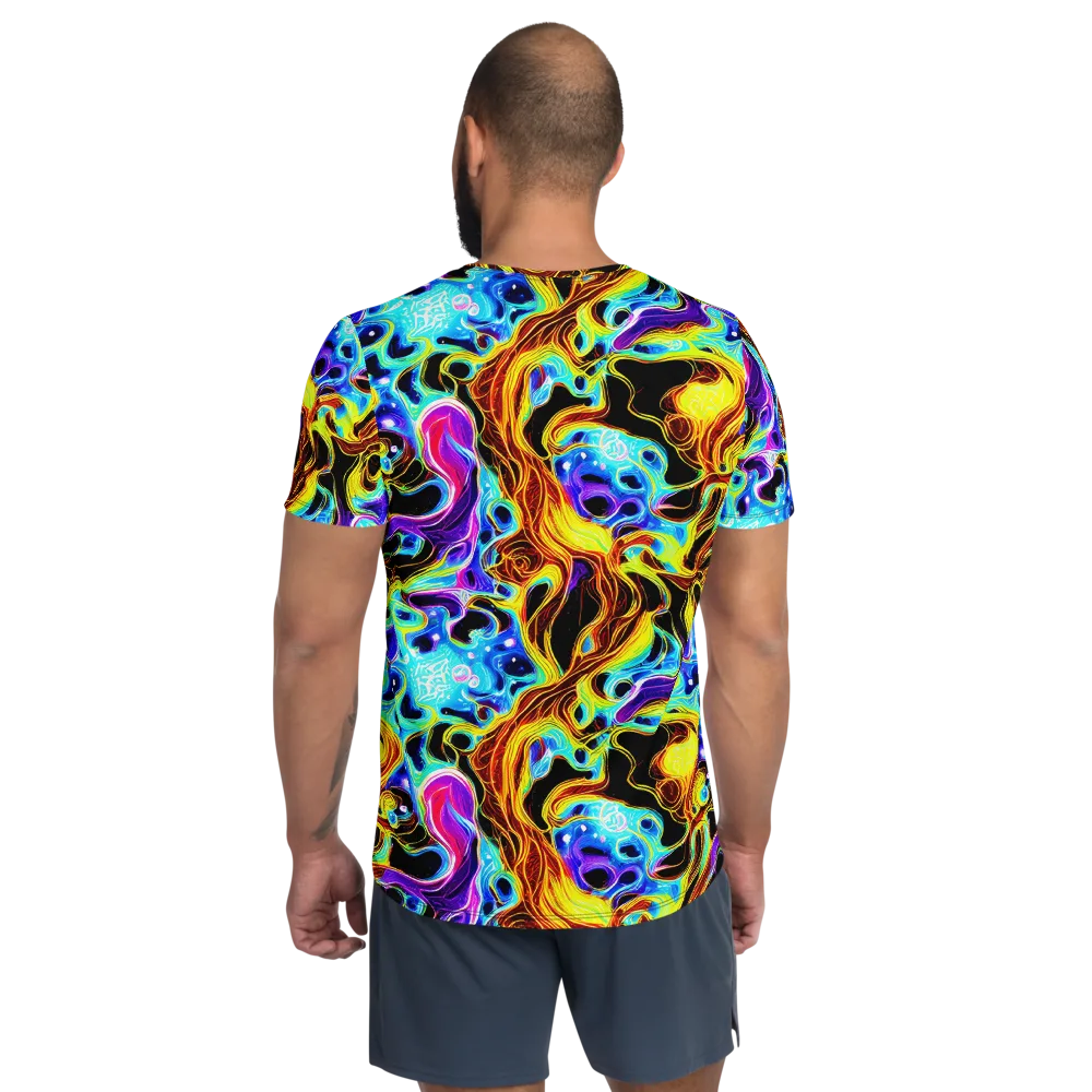 Blue Firestorm on Men's Athletic T-Shirt — Back