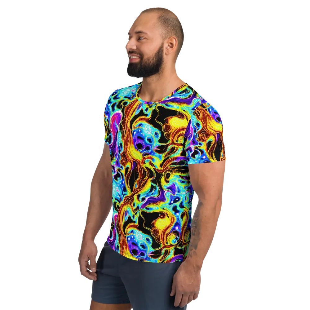 Blue Firestorm on Men's Athletic T-Shirt — Left
