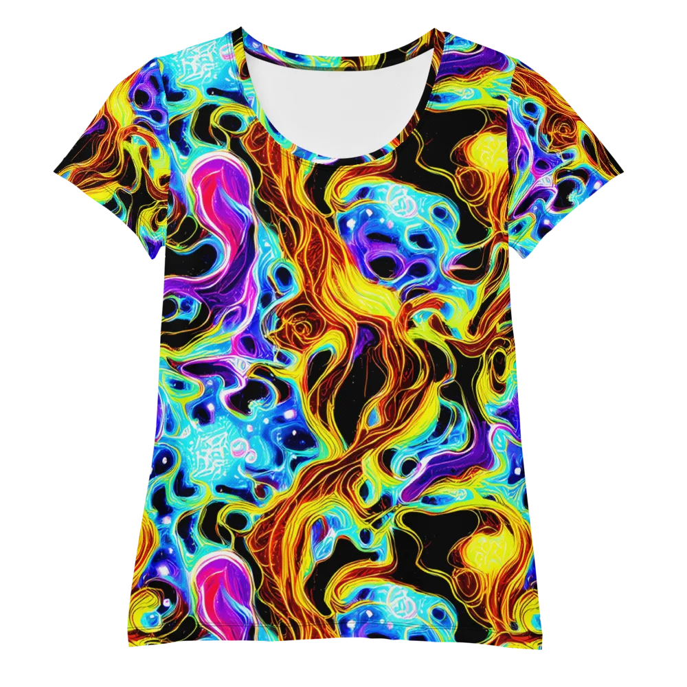 Blue Firestorm on Women's Athletic T-Shirt — Front