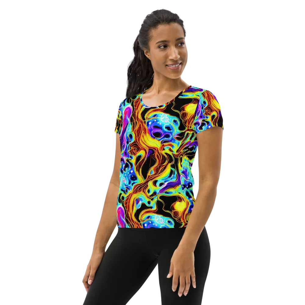 Blue Firestorm on Women's Athletic T-Shirt — Left