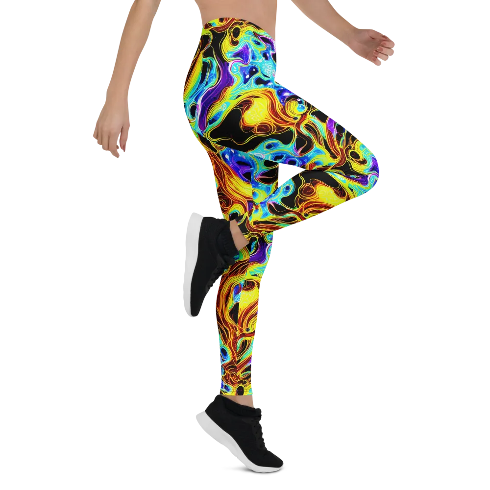 Blue Firestorm on Leggings — Right