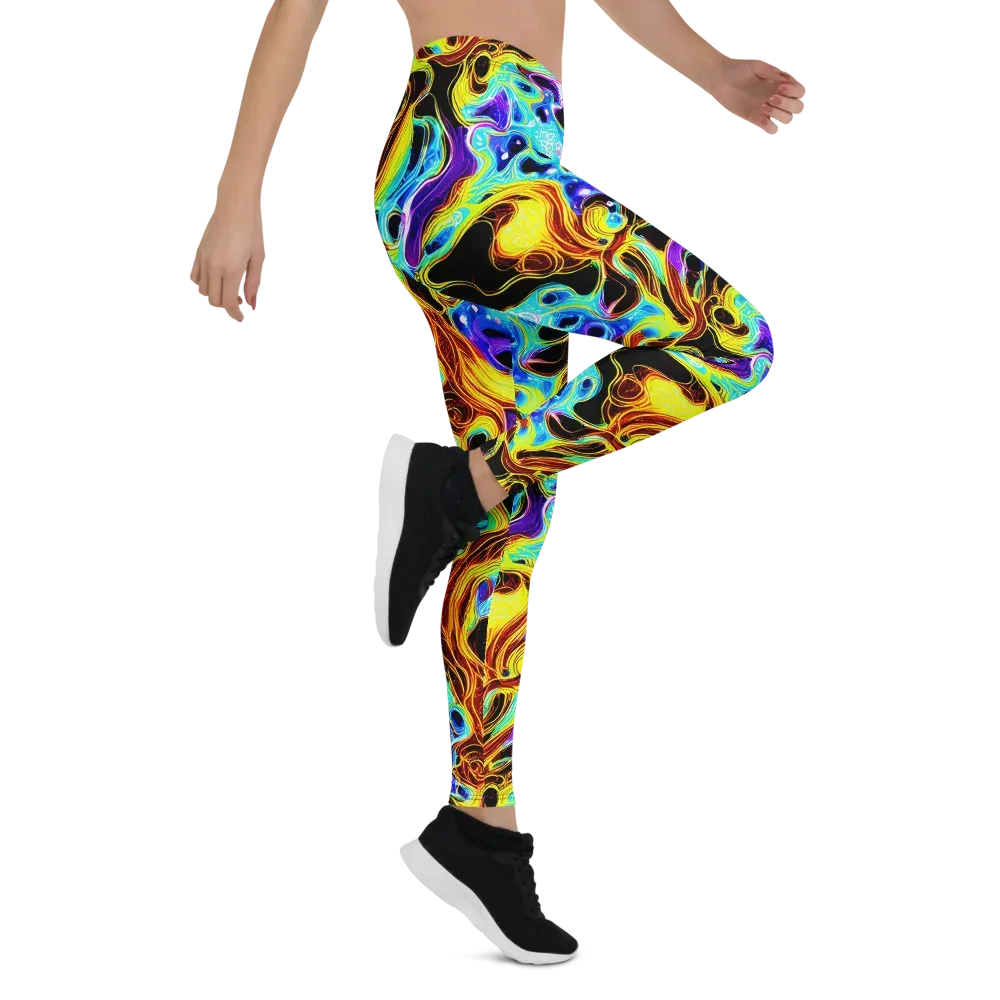 Blue Firestorm on Leggings — Right