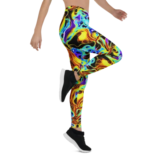Blue Firestorm on a Leggings